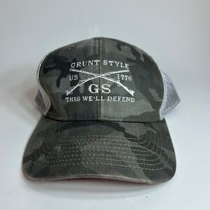 Grunt Style Mens Camo Mesh Snapback Trucker Hat This We'll Defend Crossed Rifles